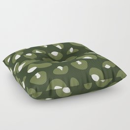 Abstract Seamless Leopard Print Pattern - Dark Olive Green and Cosmic Latte Floor Pillow