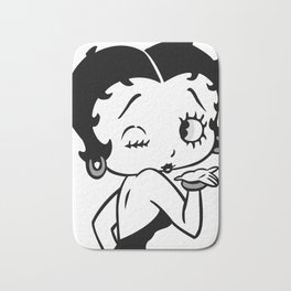 Betty Boop Tease Kiss (Black & White) Bath Mat | Pop Art, Black And White, Graphicdesign, Love, Dress, Cute, Kiss, Digital, Sexy, Betty Boop 