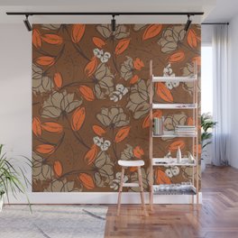 Brown Poppies Wall Mural