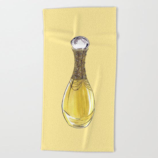 J'adore on Yellow Beach Towel