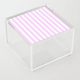 Lilac Pink and White Vintage American Country Cabin Ticking Stripe Acrylic Box