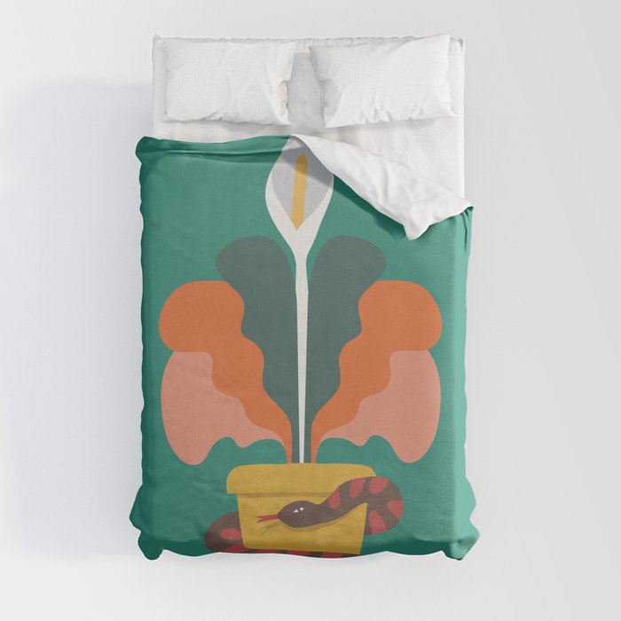 Calla lily with a snake Duvet Cover