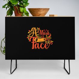 Halloween mask quote vintage style Credenza