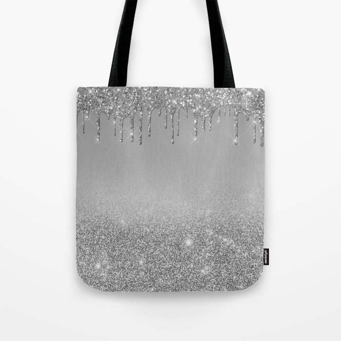 Dripping Silver Glitter  Tote Bag