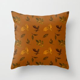 Autumn terracotta falling brown leaves Throw Pillow