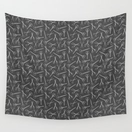 Scribble Scissors // Dark Grey Wall Tapestry