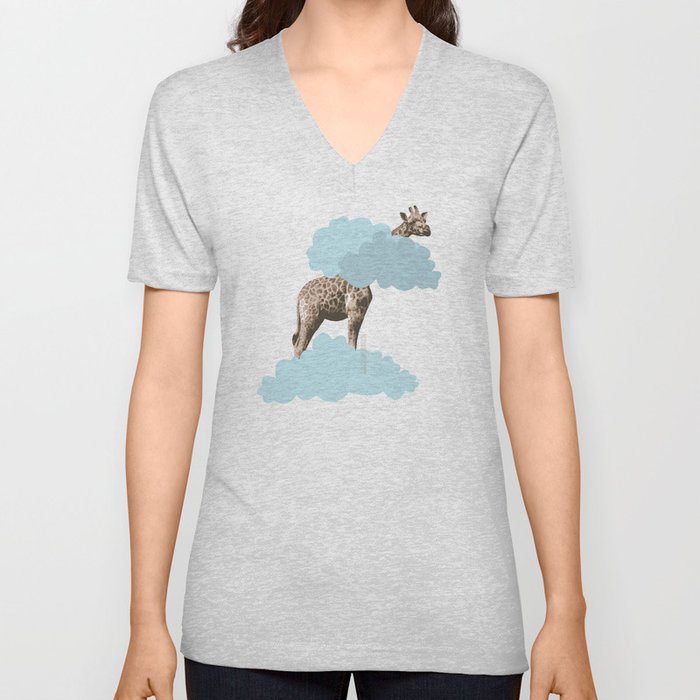 Giraff in the clouds . Joy in the clouds collection V Neck T Shirt