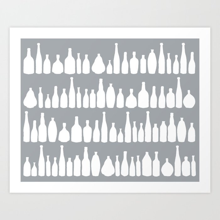 Bottles Grey Art Print