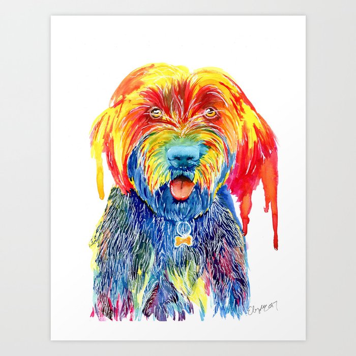Colorful Tie Dye Wirehaired Pointing Griffon Art Print By