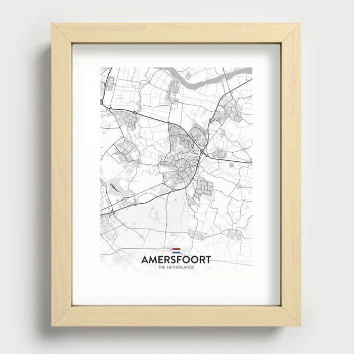 Amersfoort, Netherlands - Light City Map Recessed Framed Print