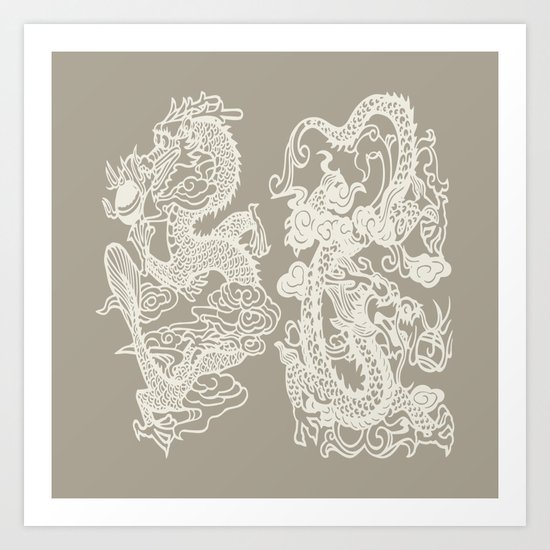 Gray Grey Alabaster Dragon Gate Art Print