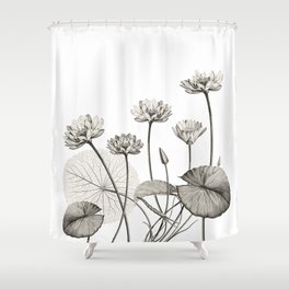Black and White Water Lilies Flower Unique Shower Curtain Design Shower Curtain