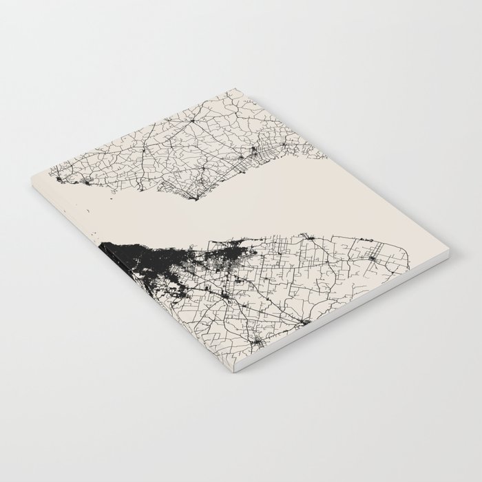 Buenos Aires, Argentica. Black and White City Map - Aesthetic Notebook