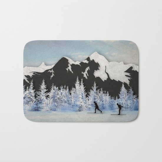 Cross Country Skiing Bath Mat