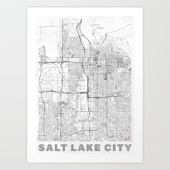 Salt Lake City Map Line Art Print