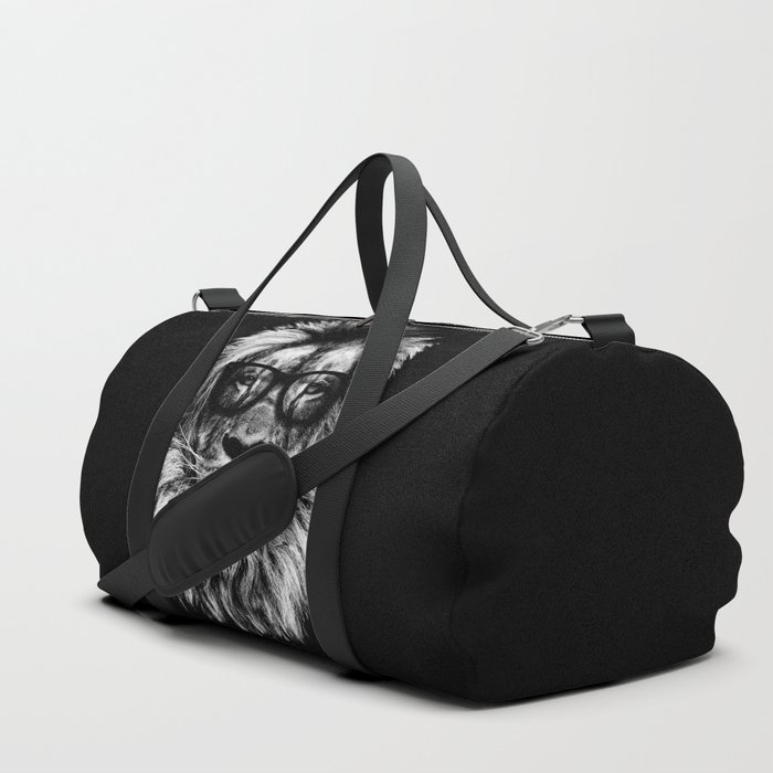 Hipster Lion Black Duffle Bag