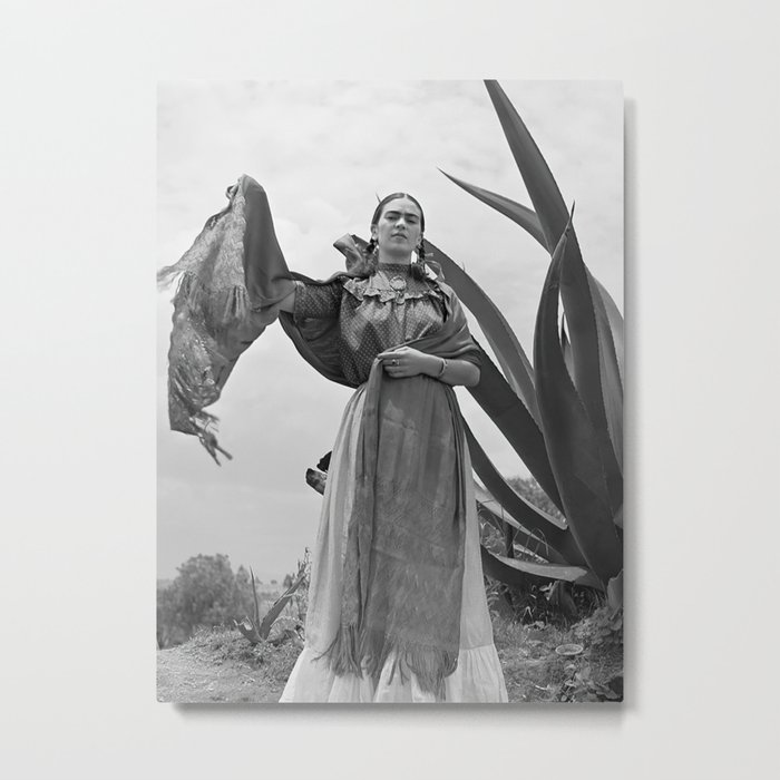 1937 Photo Frida Kahlo standing next to an agave plant Metal Print