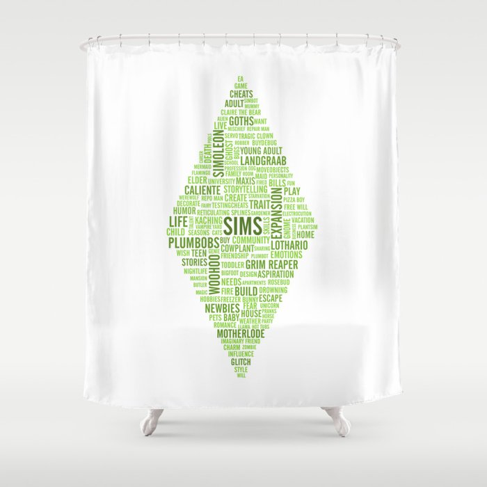 Sims Plumbob Typography Shower Curtain