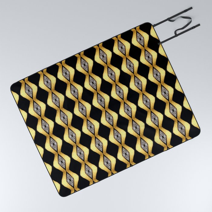 Black and Gold Picnic Blanket