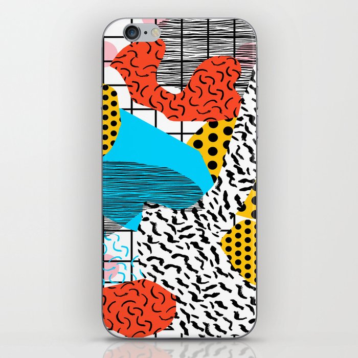 Wig Out - memphis style shapes retro pop art pattern dots stripes squiggles 1980's 80s 80 1980 retro iPhone Skin