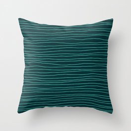 Hand Drawn Lines Turquoise Throw Pillow