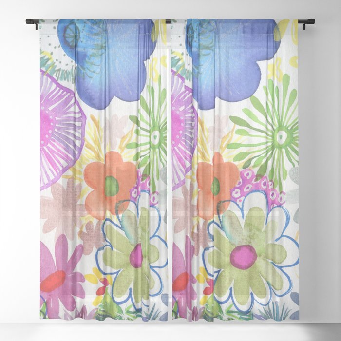 floral shower Sheer Curtain