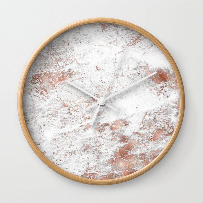 Rose And White Marble Collection Wall Clock
