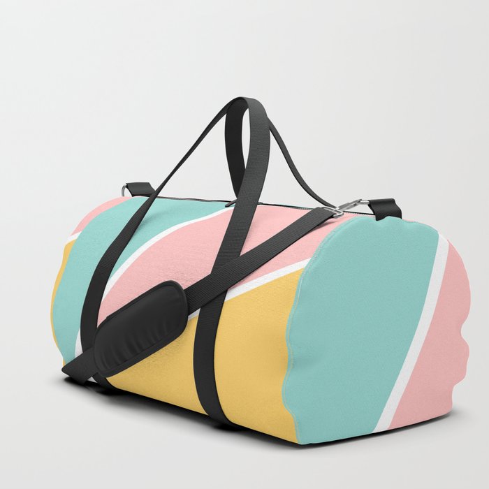 Tropical summer pastel pink turquoise yellow color block geometric pattern Duffle Bag