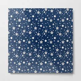 Navy Blue Star Nursery Metal Print