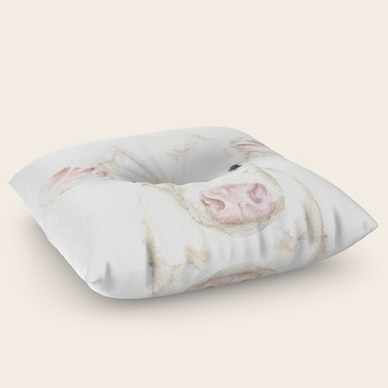 Baby White Cow Calf Watercolor Farm Animal Floor Pillow By Susanwindsor Society6