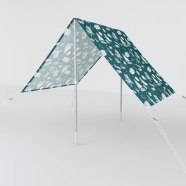Teal Blue And White Summer Beach Elements Pattern Sun Shade