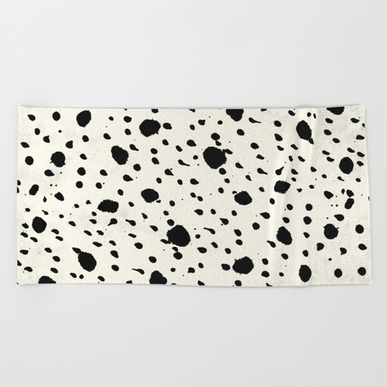 Tribal Dot Black Earth on Ivory Beach Towel