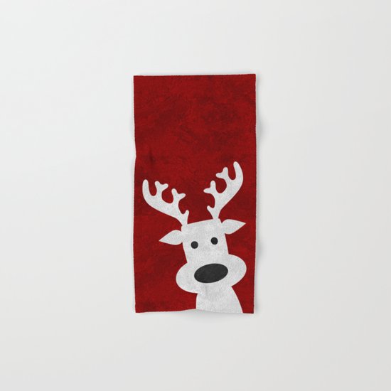 Christmas reindeer red marble Hand & Bath Towel