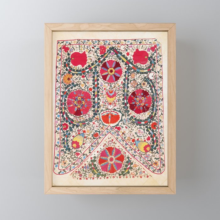 Lakai Suzani Uzbekistan Central Asian Embroidery Print Framed Mini Art Print