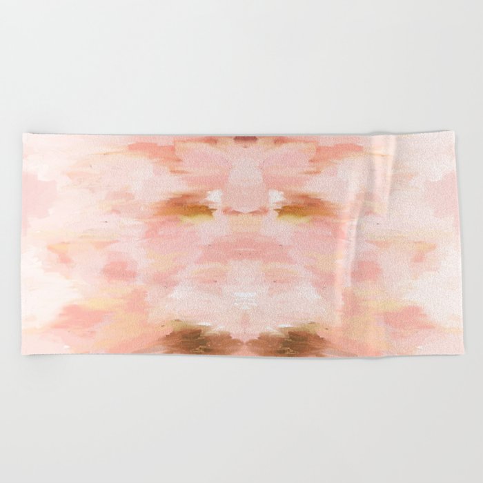 Abstract Minimal Peach Millennial Pink White And Gold Painting Beach Towel By Julestillman Society6