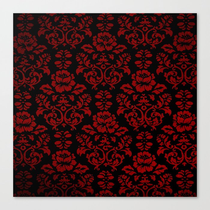 Red and Black Damask Canvas Print