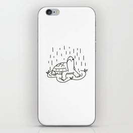 simple lineart style turtle and rain iPhone Skin