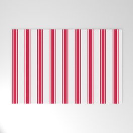 [ Thumbnail: White and Crimson Colored Stripes Pattern Welcome Mat ]