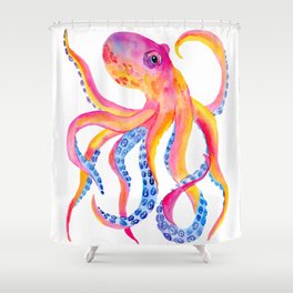 Watercolor Octopus - Ocean Animal Painting Shower Curtain