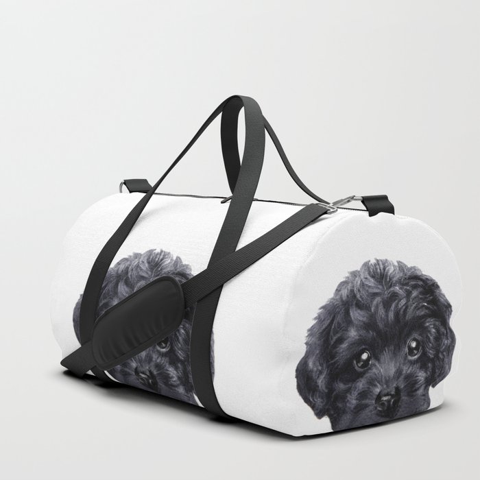 Black Toy Poodle Dog Illustration Original Painting Print Duffle