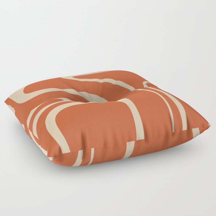Copacetic Retro Abstract in Mid Mod Burnt Orange and Beige Floor Pillow