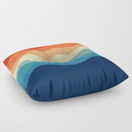 Retro 70s and 80s Mid-Century Minimalist Ocean Waves Pattern Floor Pillow