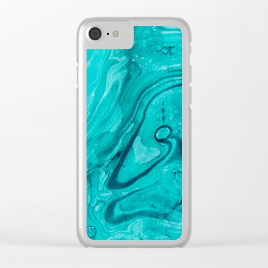 Watercolors teal Clear iPhone Case