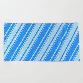 [ Thumbnail: Blue & Light Blue Colored Lines/Stripes Pattern Beach Towel ]
