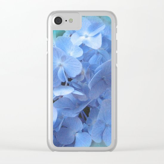 Blue Hydrangea on Green Clear iPhone Case