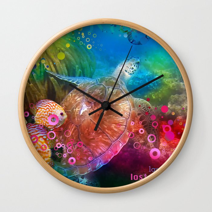 Sea Turtle In Living Color Wall Clock