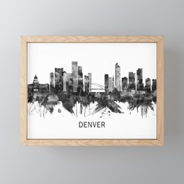 Denver Colorado Skyline BW Framed Mini Art Print