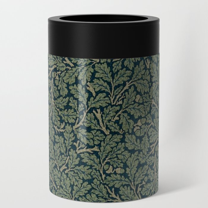 William Morris Antique Oak Leaf Teal Slate Can Cooler