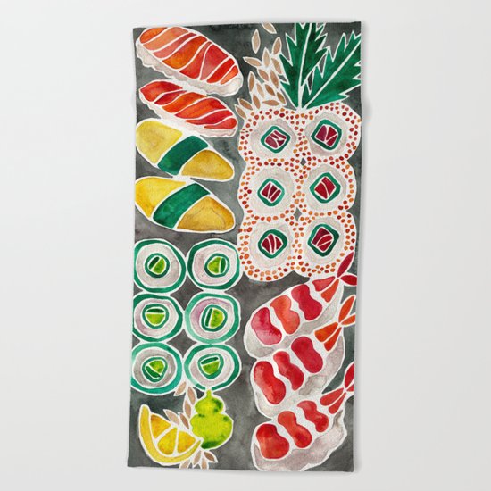 Sushi Collection – Black Platter Beach Towel