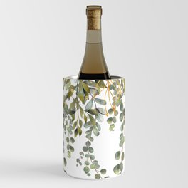 Green And Gold Decorative Eucalyptus Leaves  Wine Chiller